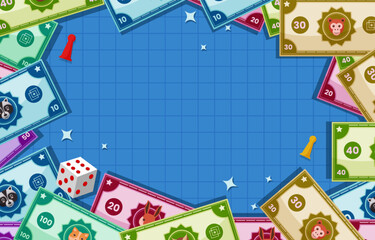 Board Game Background with Fake Money