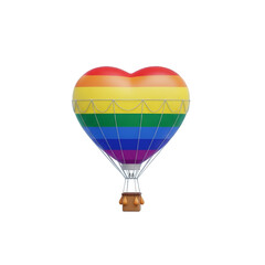Fototapeta premium Rainbow Heart Shaped Hot Air Balloon Flying High