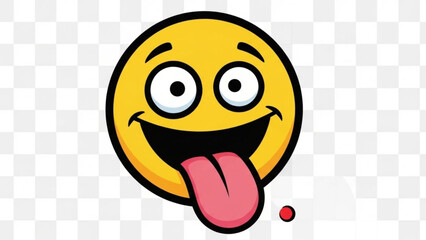 A cartoon emoji face with a cheeky expression and tongue out