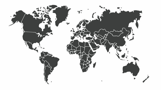 Detailed world map with country borders on white background