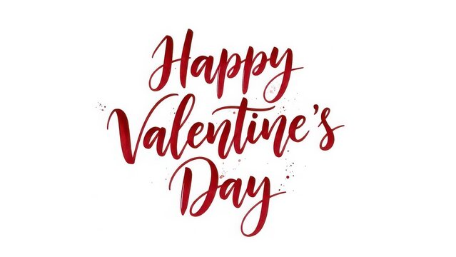 Red Watercolor Happy Valentine's Day Text on White