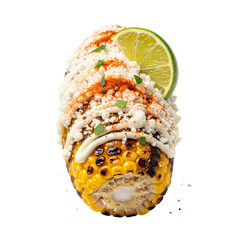 Delicious grilled corn with lime and cotija cheese