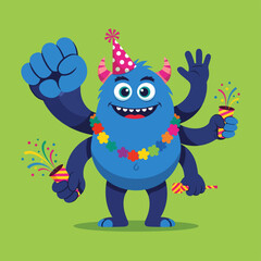 Obraz premium Cute Monster Sleeping Vector Illustration