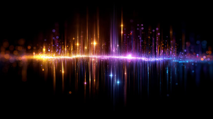 Abstract alien communication signal visualization, interstellar message reception, colorful waveform patterns, extraterrestrial transmission data, cosmic contact interface, with copy space