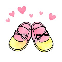 pair of baby shoes watercolor illustration