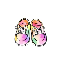 pair of baby shoes watercolor illustration