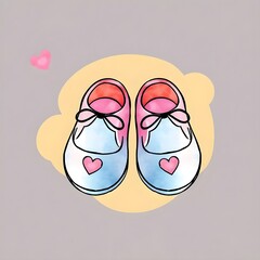 pair of baby shoes watercolor illustration
