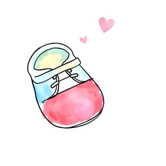 pair of baby shoes watercolor illustration