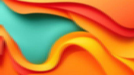 Vibrant abstract wave design with orange, red, and teal colors