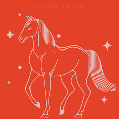 Minimalist vector illustration for New Year's card, Year of the Horse