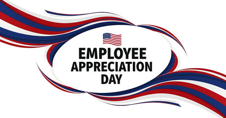 Employee appreciation day banner with American flag