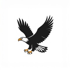 Majestic Bald Eagle Flying with Wings Spread Wide