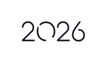 Modern typography illustration featuring the year 2026 in a sleek design