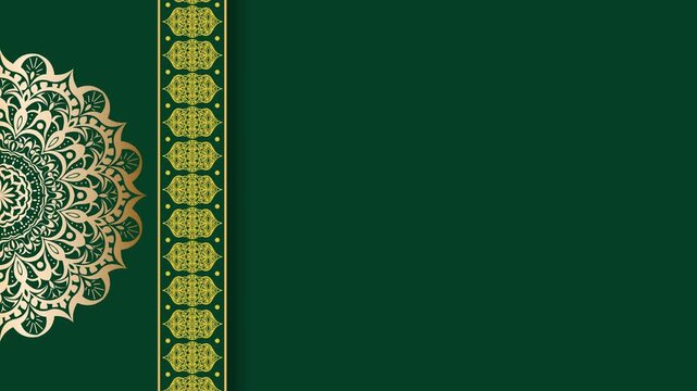 Elegant Green Background with Golden Mandala Border.