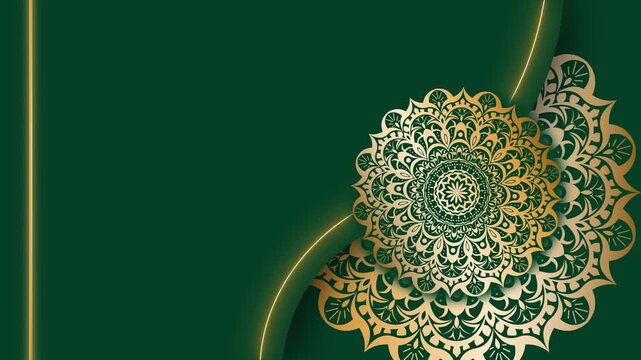 Elegant Gold Mandala on Deep Green Background.
