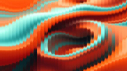 Vibrant orange and teal abstract wave pattern background