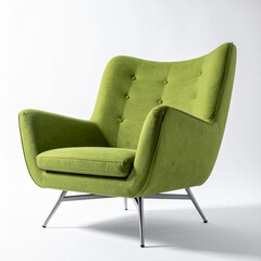 Modern Green Armchair on a White Background