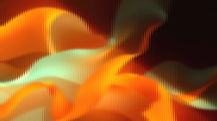 Vibrant abstract waves in orange and green hues