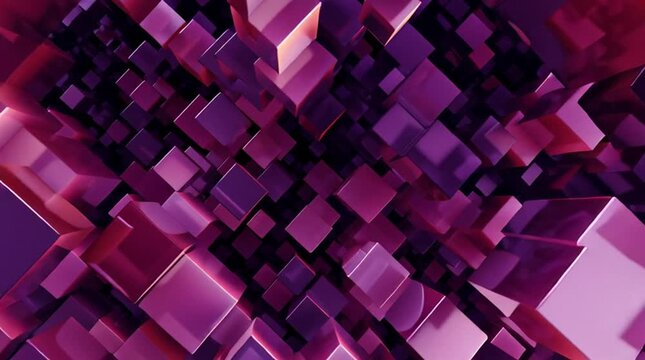 Abstract geometric purple cubes perspective background for design projects