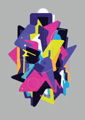  Technology virtual reality of people , artificial intelligence  abstract vector colorful illustration