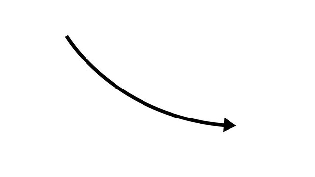 Business graph animation.  Decreasing business graph chart icon. Down trend arrow icon animation.