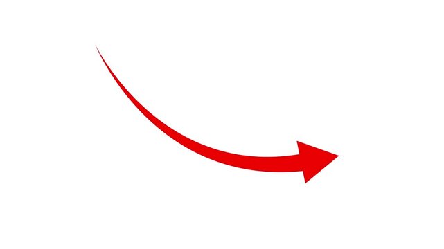 Business graph animation.  Decreasing business graph chart icon. Down trend arrow icon animation.