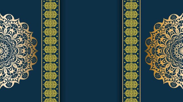 Elegant Mandala Design with Ornate Borders on Deep Blue Background.