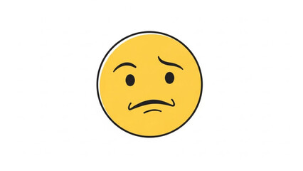 Fototapeta premium A yellow emoticon with a frowning face and raised eyebrows