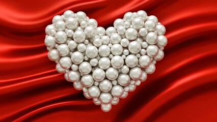 Sophisticated Pearl Heart Arrangement on a Smooth Silk Background for Luxury Wedding Themes