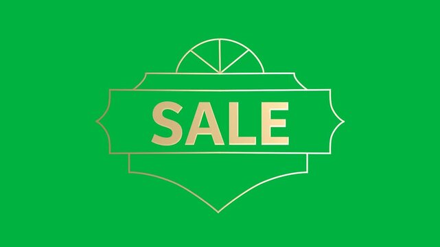 Animation of gold text sale, in decorative gold frame, on black background