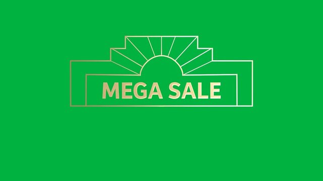 Animation of gold text mega sale, in decorative gold frame, on black background