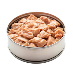 Canned Tuna Chunks in Open Tin Isolated on Transparent Background
