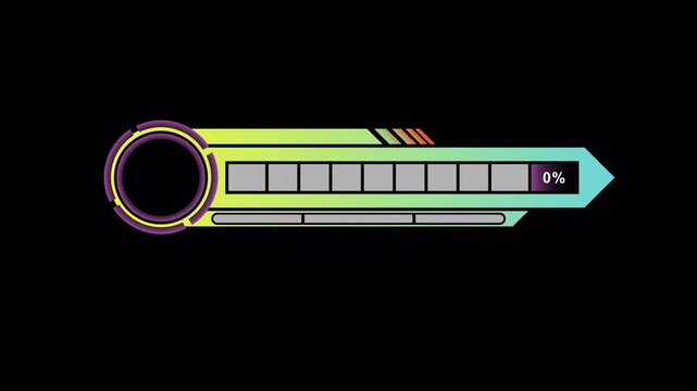 Video Game Health Bar Loading from 100 to 0 with Alpha Channel, you can add photos in the blank area