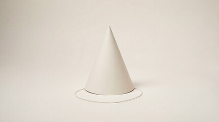Fototapeta premium Minimalist Off-White Party Hat with Elastic String Isolated on a Clean Background - Simple Cone Shape for Birthday and Celebration Concepts