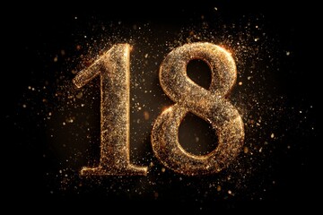 Sparkling Golden Number Eighteen Celebrating Milestone Event