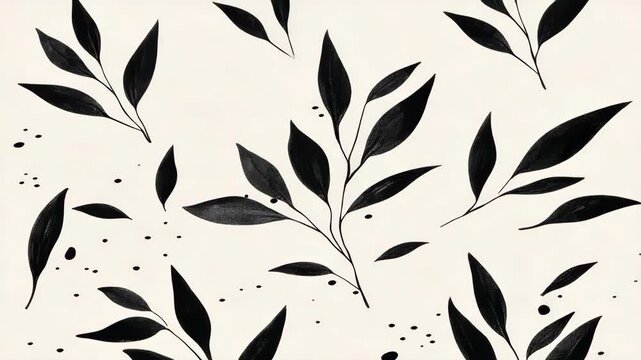 selective focus minimalist leafy branch sketches