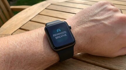 Close up of a persons wrist wearing a smartwatch displaying an emergency alert.