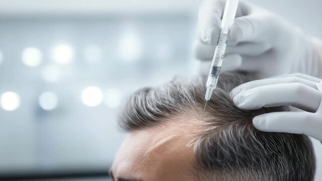 Medical procedure: scalp injection for hair loss treatment or PRP therapy