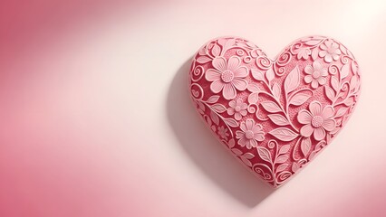 Intricately designed pink heart on gradient background
