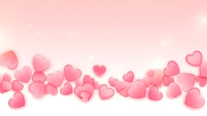 Pink hearts on a soft gradient background