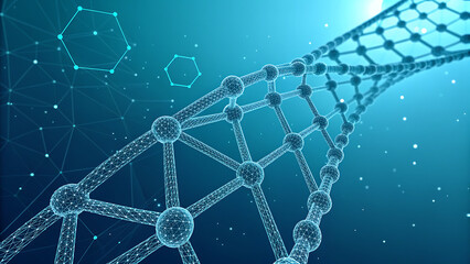 Abstract Molecular Structure Network Background in Blue Futuristic Digital Technology Style