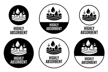 Absorbent icon vector or Absorbent label isolated on white. Sanitary care symbol. Moisture absorbing. Protect skin concept. Vector thin line icon.