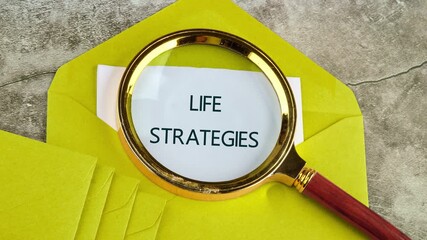 LIFE STRATEGIES text animation. Explore a unique approach to life strategies focusing on business, finance, and education using engaging animation techniques