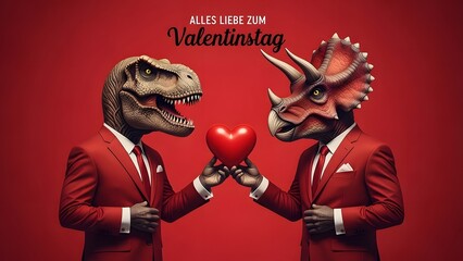 Valentine's day dinosaurs in love