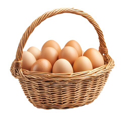 Basket of Fresh Eggs Isolated on Transparent Background