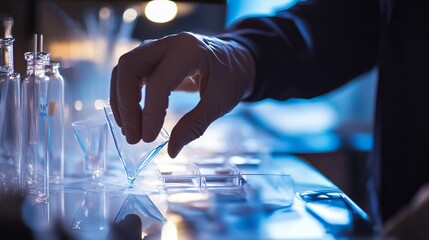 Hands examining material samples for quality inspection