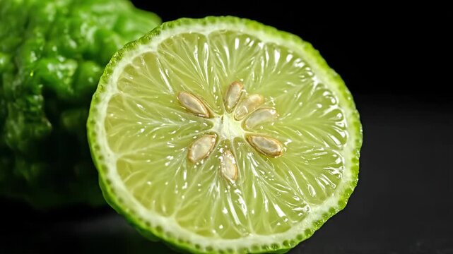 Fresh Kaffir Lime Culinary Ingredient Close Up