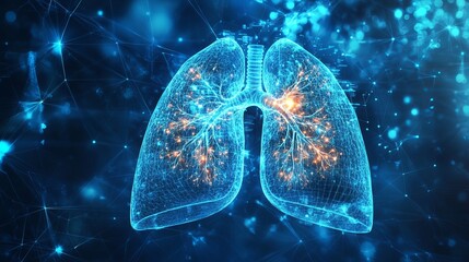 Advanced healthcare technology concept with human lungs illustration