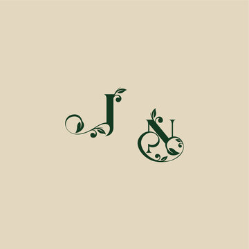 with monogram and leaf concept of elegant beautifull NJ wedding organic logo letter