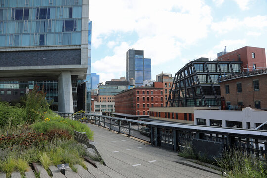 New York, NY, USA - August 25, 2025: High line a new public park